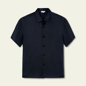 LilySilk Silk Camp Shirt - MIDNIGHT Blue